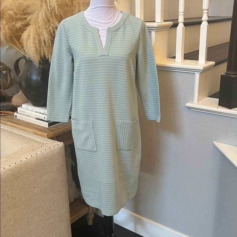 J.Jill Blue Striped Knit Oversized Tunic Dress w/ Pockets Size Small